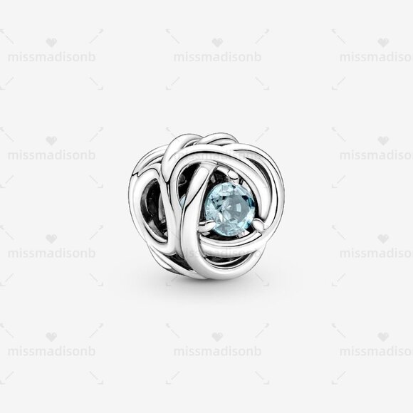 Pandora March Sea Aqua Blue Eternity Circle Charm - Picture 2 of 5